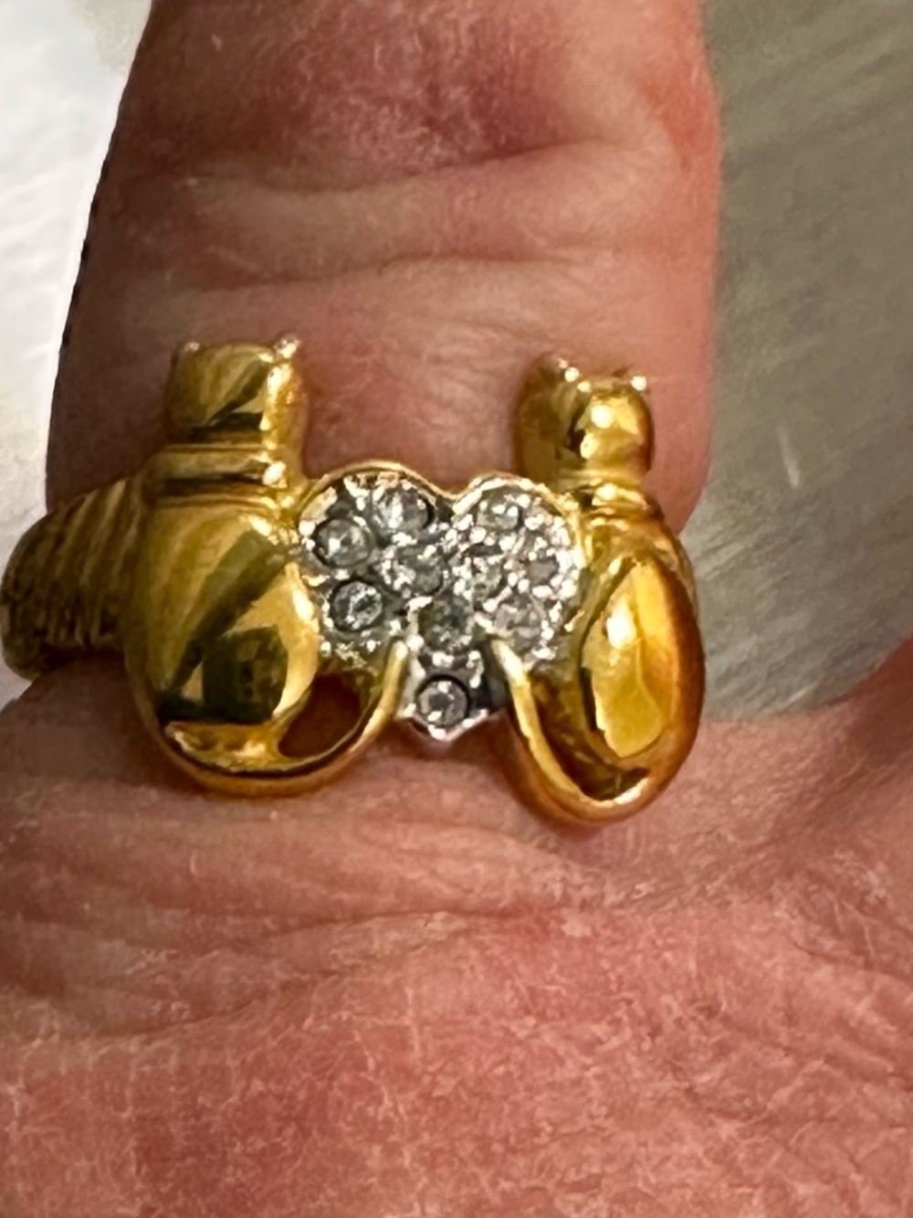 Vintage Seta Cat Duo Heart Ring 4 - Picture 3 of 5